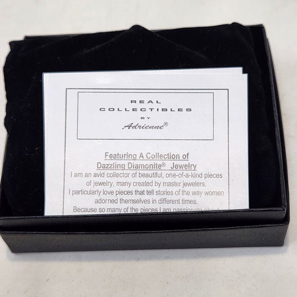 Real Collectibles by Adrienne Silver Tone Diamonte Hinge Clamper Bracelet Oval - Picture 6 of 8